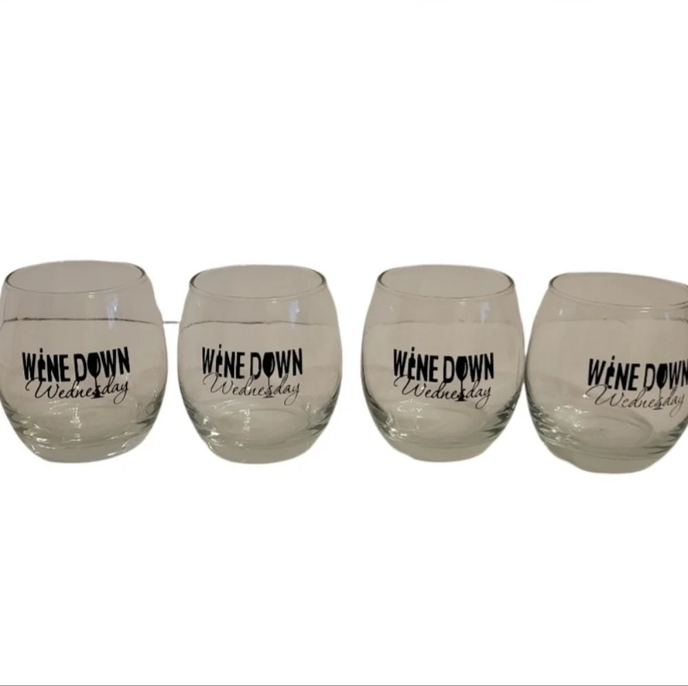 Wine Down Wednesday Stemless Wine Glasses Set of 4